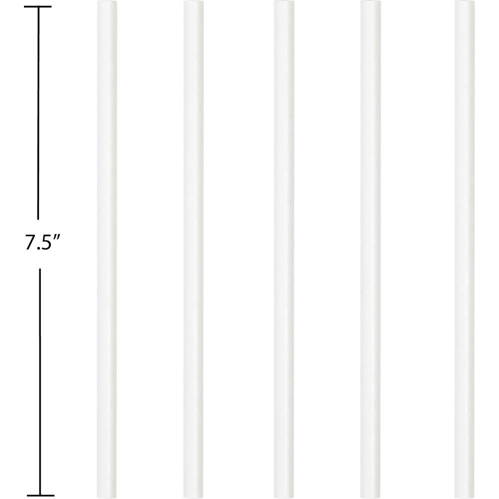 White 50Ct 7.75&#x22; Paper Straws (50/Pkg)