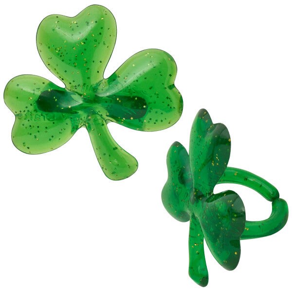 Shamrock Puffy Glitter Cupcake Rings, 12ct