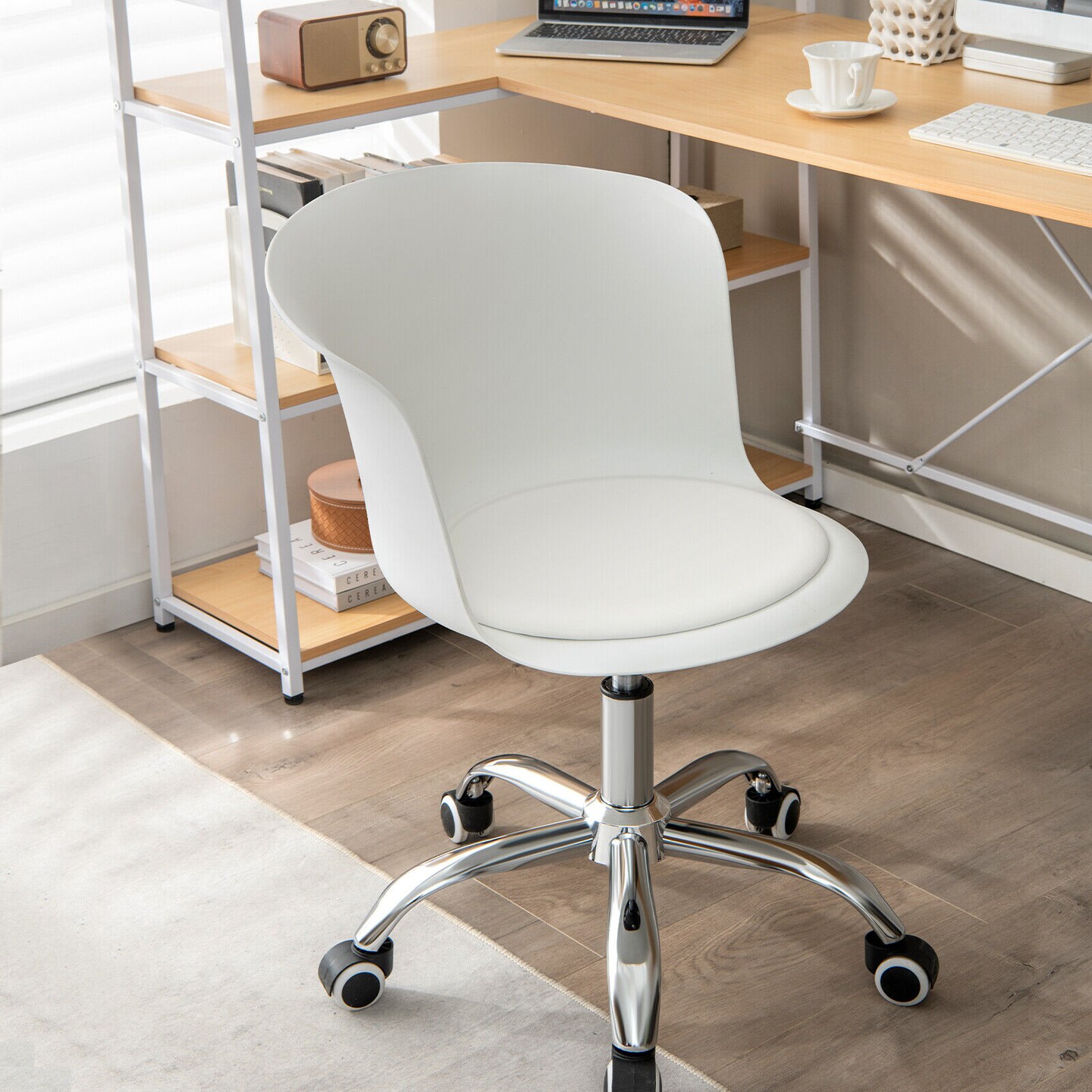 Set of 2 Computer Desk Chair with Ergonomic Backrest and Soft Padded Seat