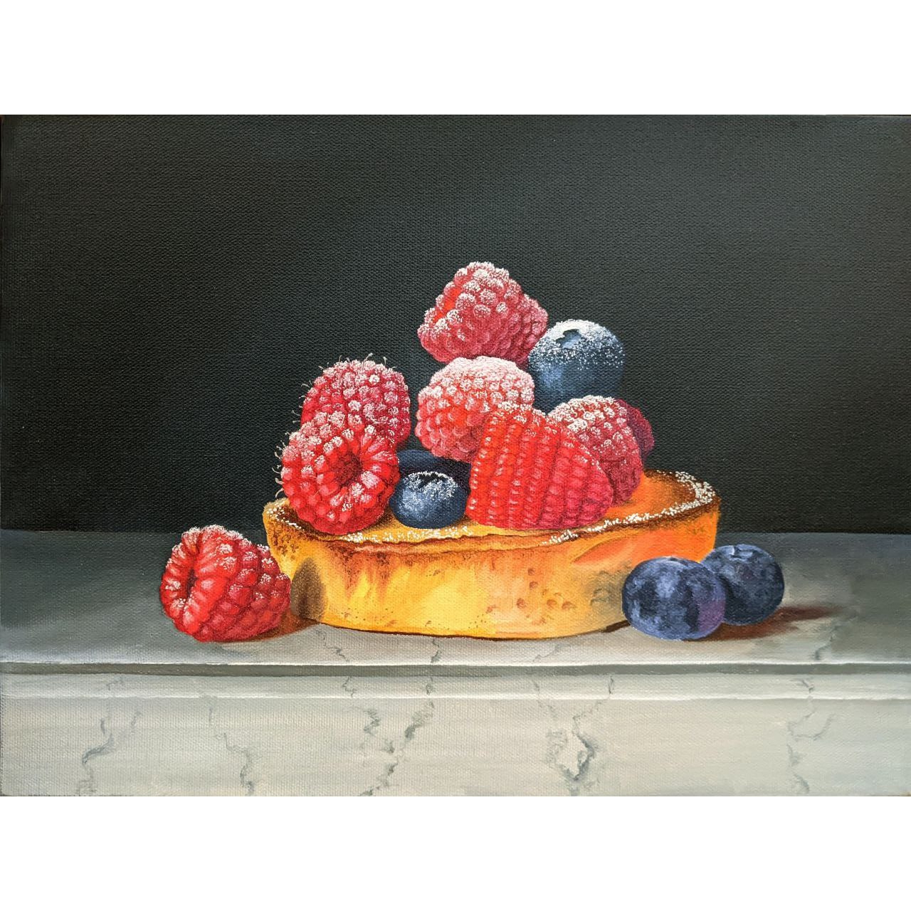 product name is Summer Delight - Still life - Hyperrealism - Original oil panting - 12*16