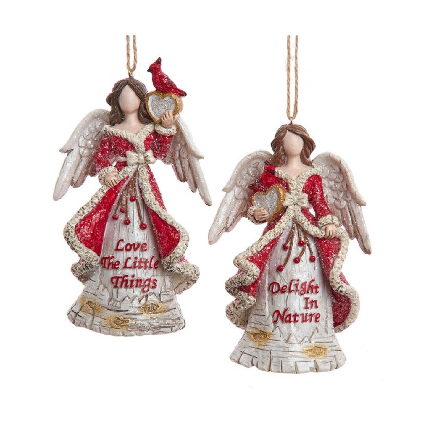 KSA Club Pack of 12 Birch Berries Faceless Angel Christmas Figurine Ornaments 5.75&#x22;