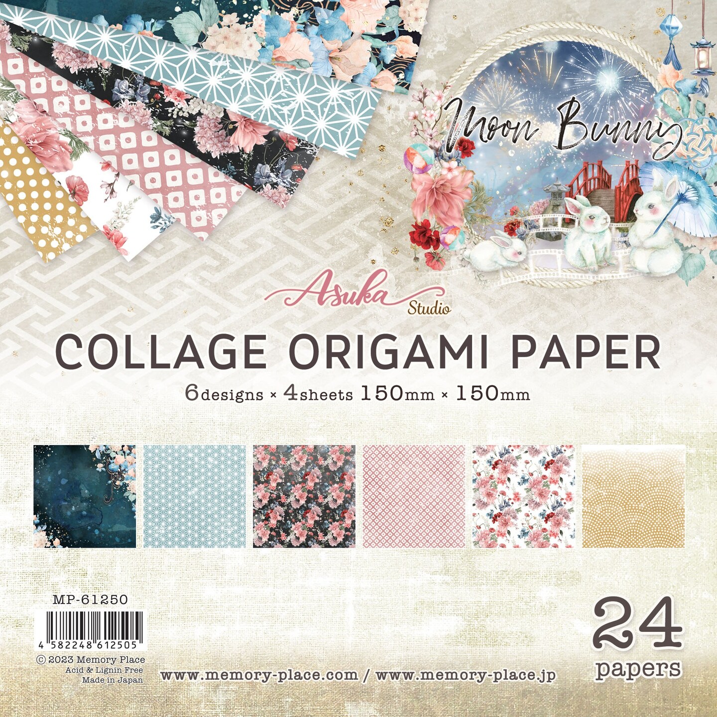 Asuka Studio Collage Origami Paper 6&#x22;X6&#x22; 24/Pkg-Moon Bunny