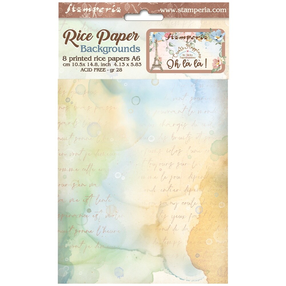 Stamperia Assorted Rice Paper Backgrounds A6 8/Sheets-Oh La La