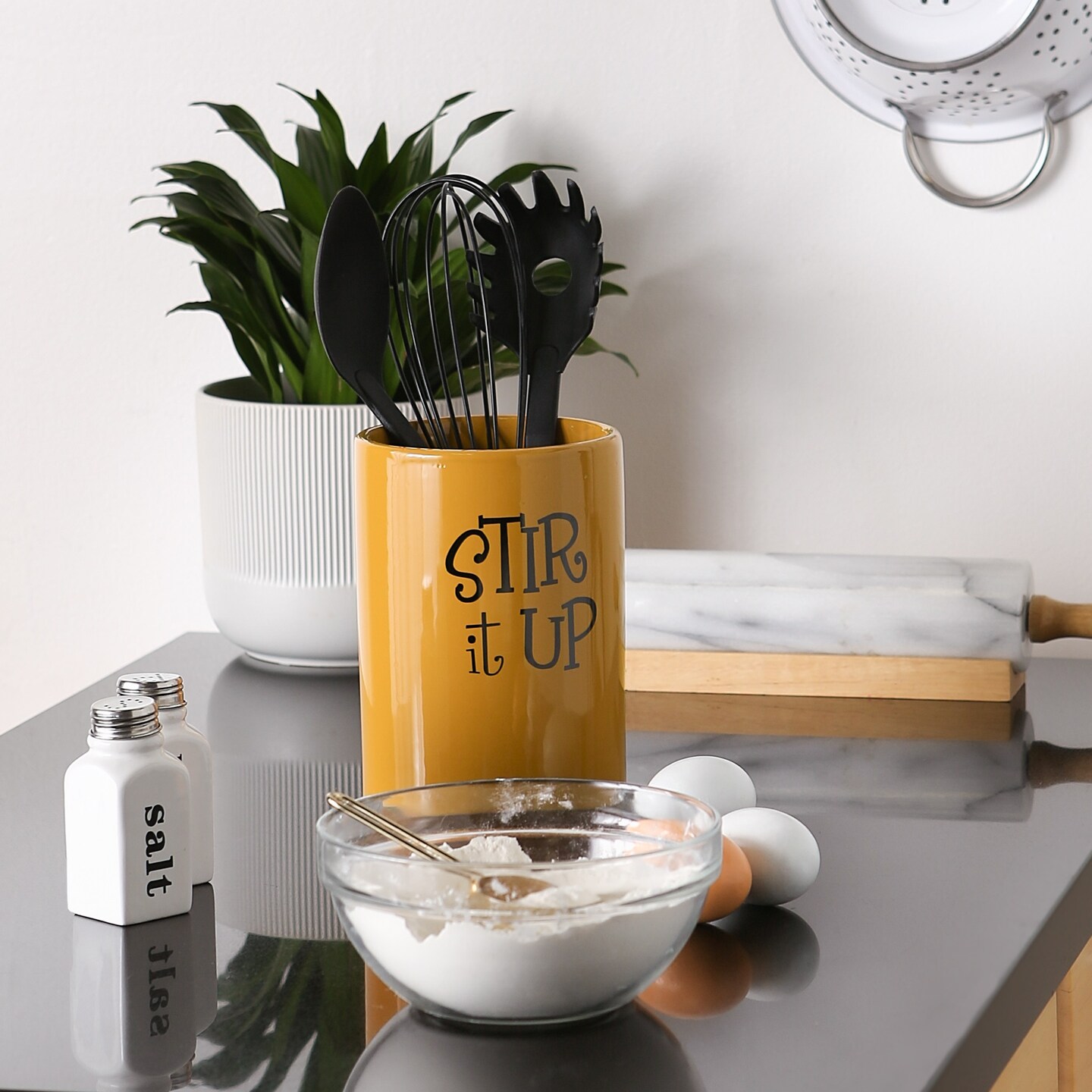 DII Honey Gold Stir It Up Ceramic Utensil Holder