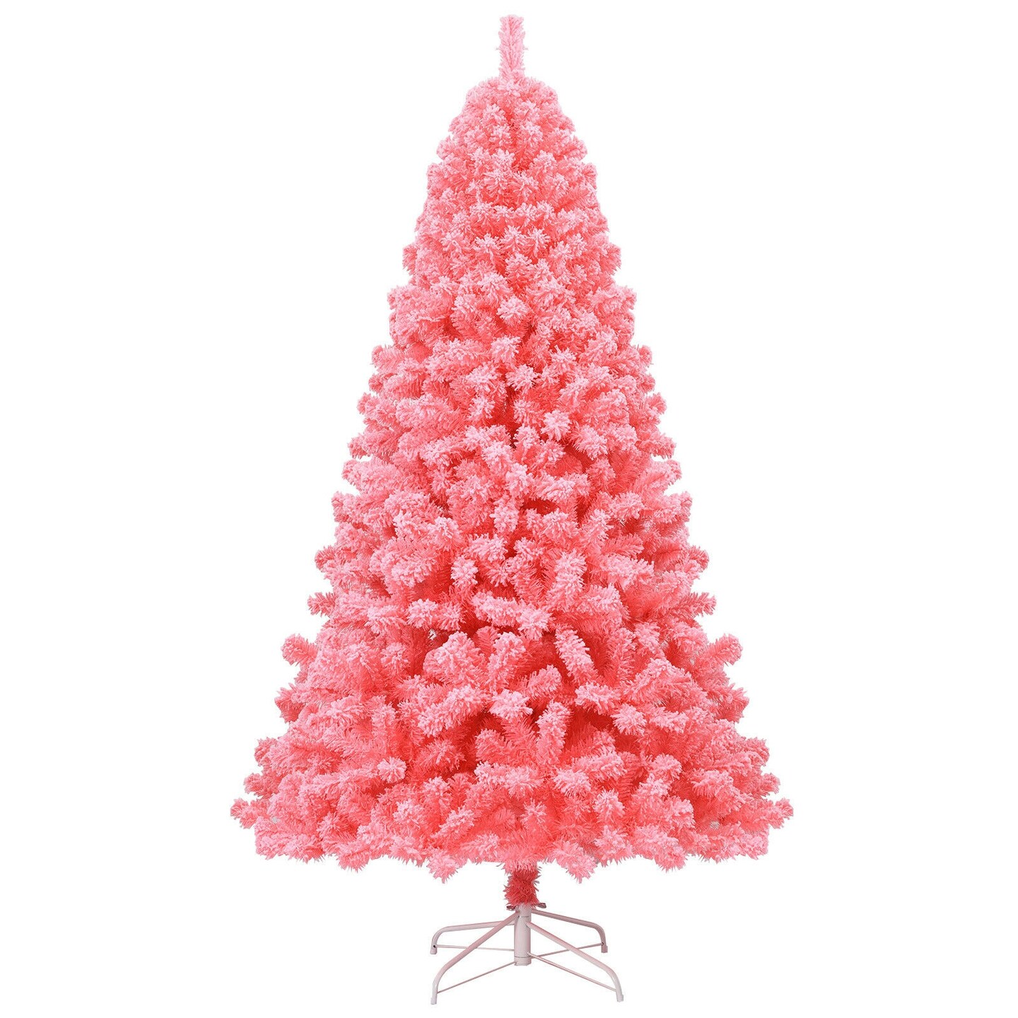 Pink Christmas Tree with Snow Flocked PVC Tips and Metal Stand