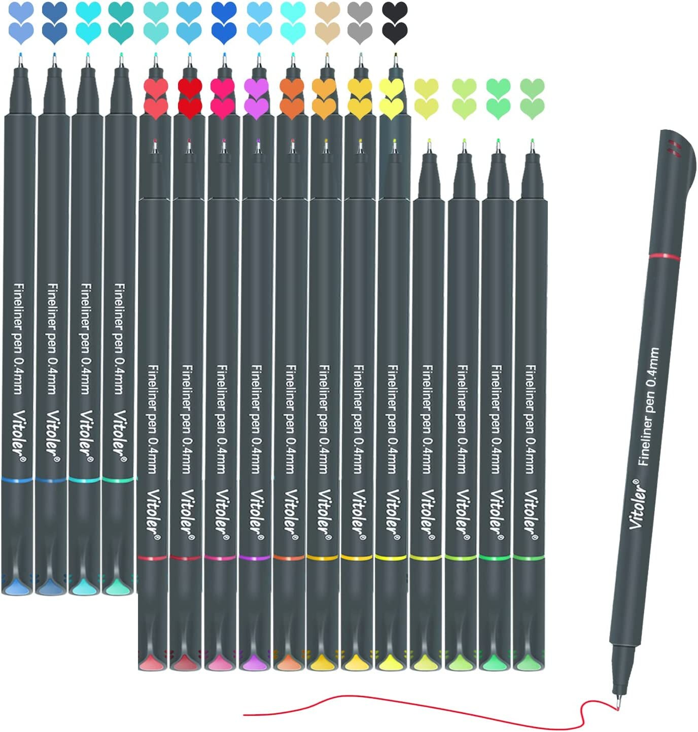 GPLMQ Black Drawing Pens, 12 Pack Felt Tip Markers for Adults and Kids,  Dual Brush Fineliners Pens for Art Drawing Sketching Calligraphy