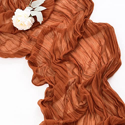 Cheesecloth Table Runner 10ft Gauze Boho Rustic Terracotta Cheese Cloth Table Runner for Wedding Bridal Shower Fall Thanksgiving Christmas Decoration