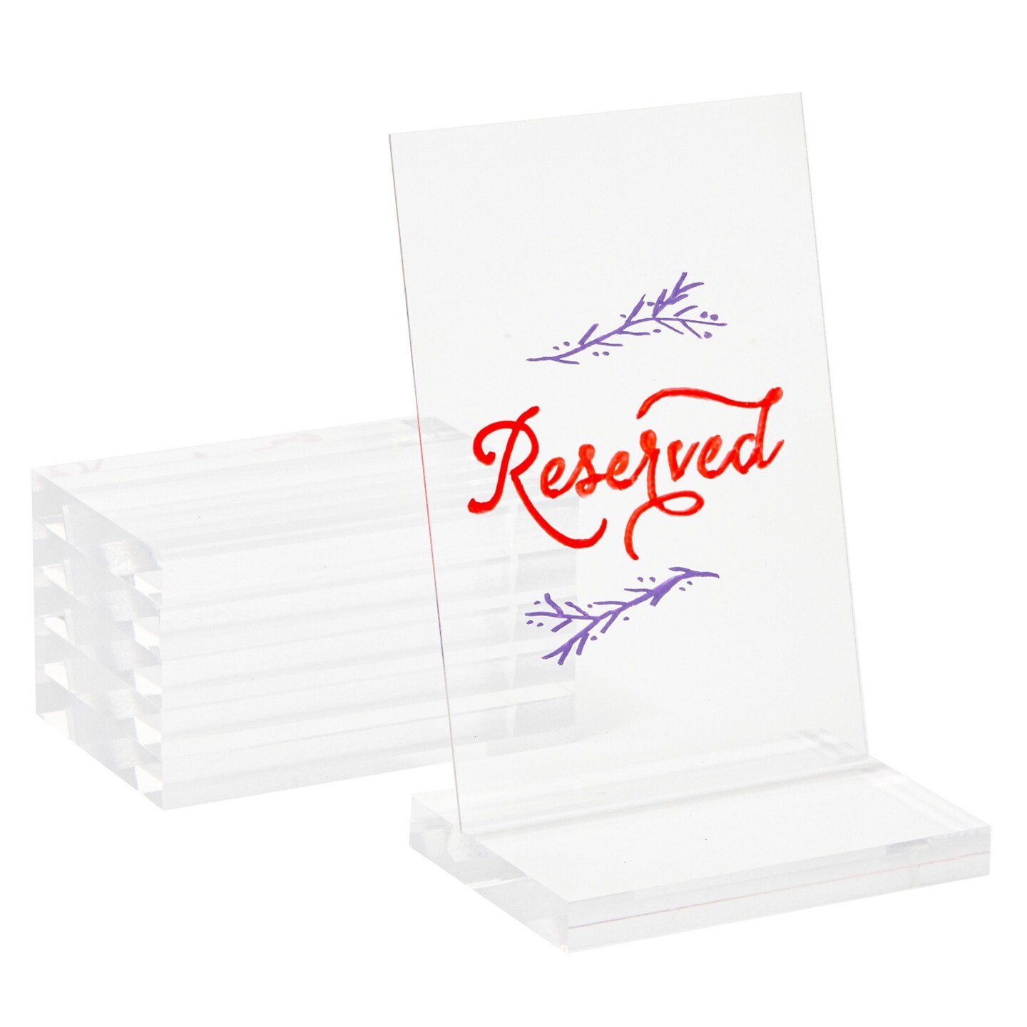 Clear Table Number Holders for Weddings, Acrylic Place Card Signs (6 Pack)