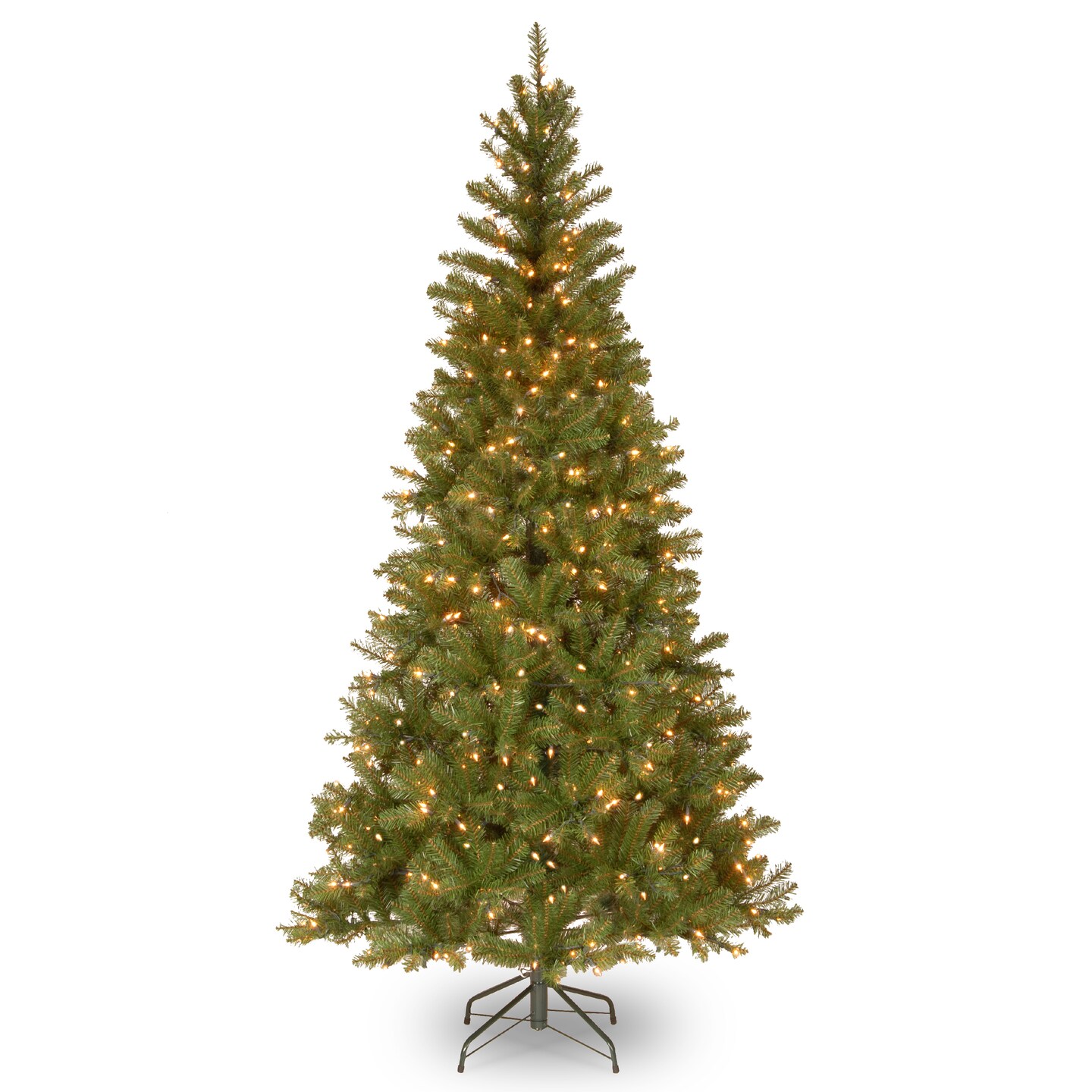 National Tree Company Pre-Lit Artificial Slim Christmas Tree, Green, Aspen Spruce, White Lights, Includes Stand, 6.5 Feet
