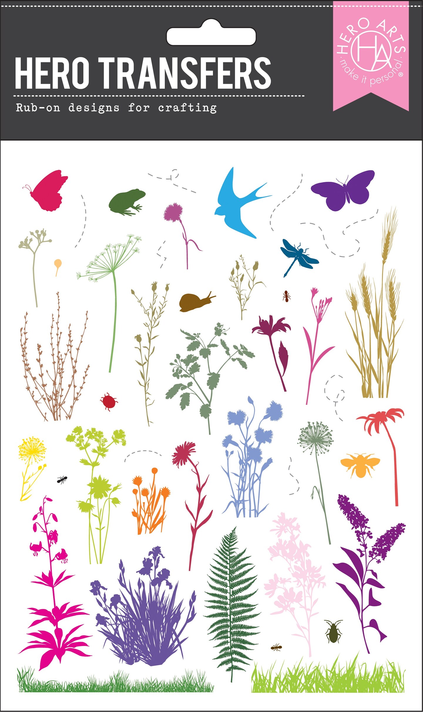 Hero Arts Rub-On Transfer Sheets 6&#x22;x8&#x22;-Wildflowers &#x26; Bugs Hero