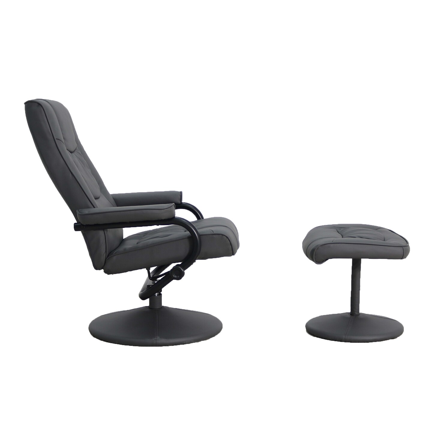 Emma and Oliver Contemporary Multi-Position Recliner &#x26; Ottoman w/ Wrapped Base
