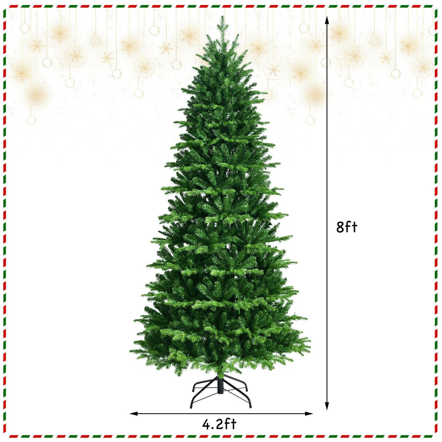 Realistic Pre-Lit Hinged Christmas Tree with Lights and Foot Switch