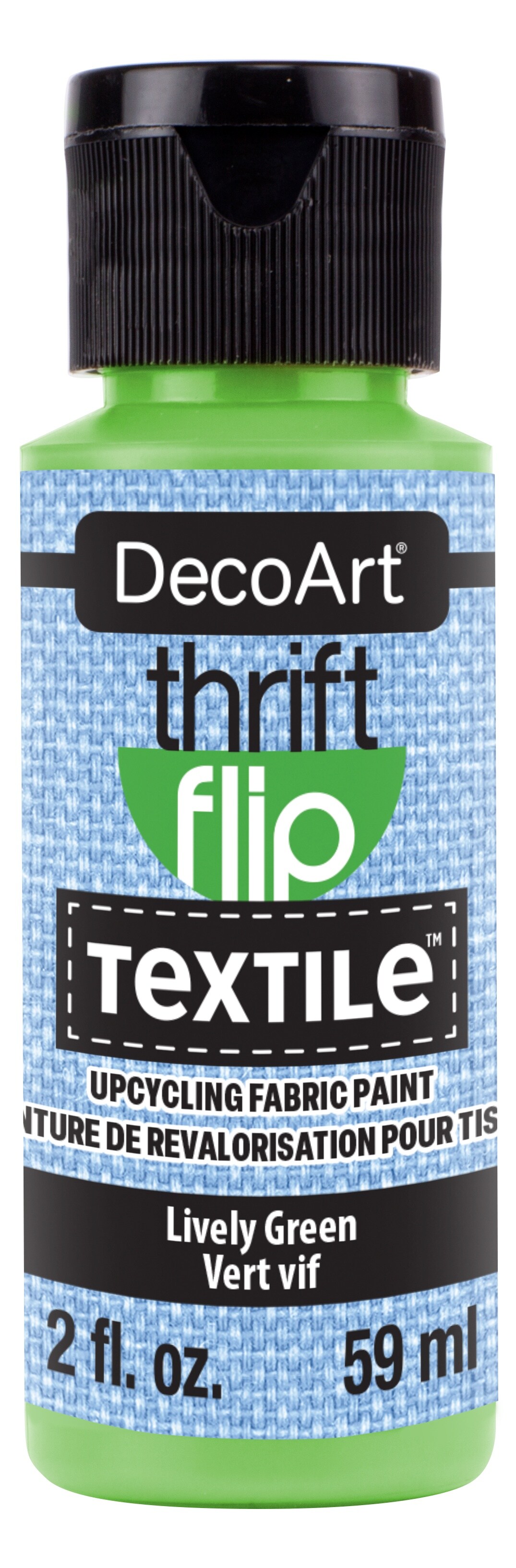 DecoArt Thrift Flip Matte For Textile 2oz Squeeze Bottle-Lively Green