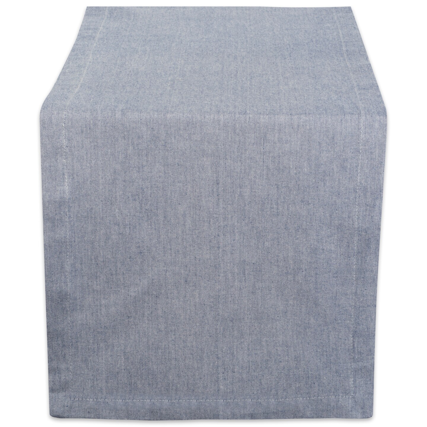 CC Home Furnishings Solid Chambray Cotton Table Runner - 108&#x22; - Cornflower Blue