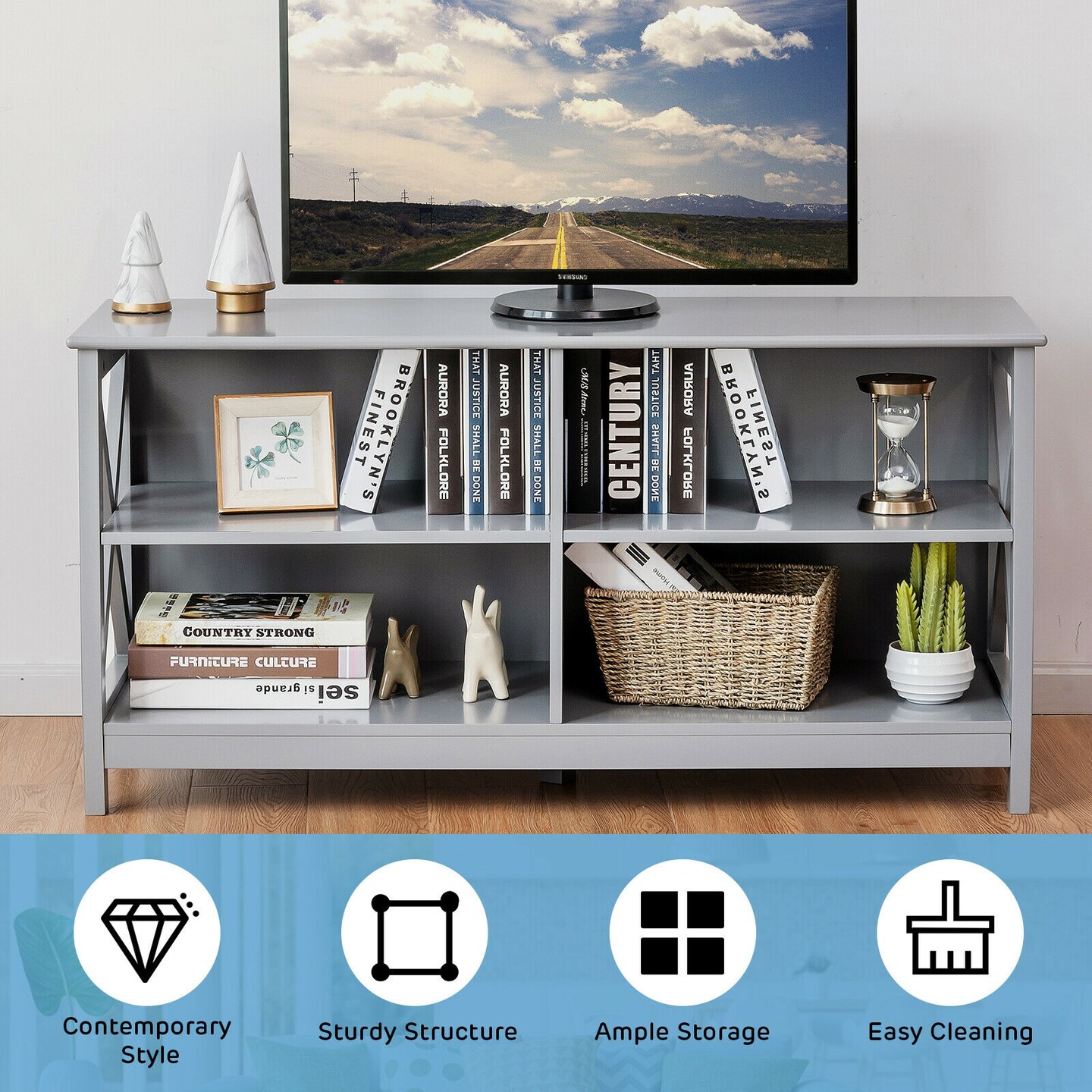 Wooden TV Stand Entertainment Media Center