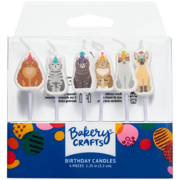 Party Cats Shaped Candles, 6pc