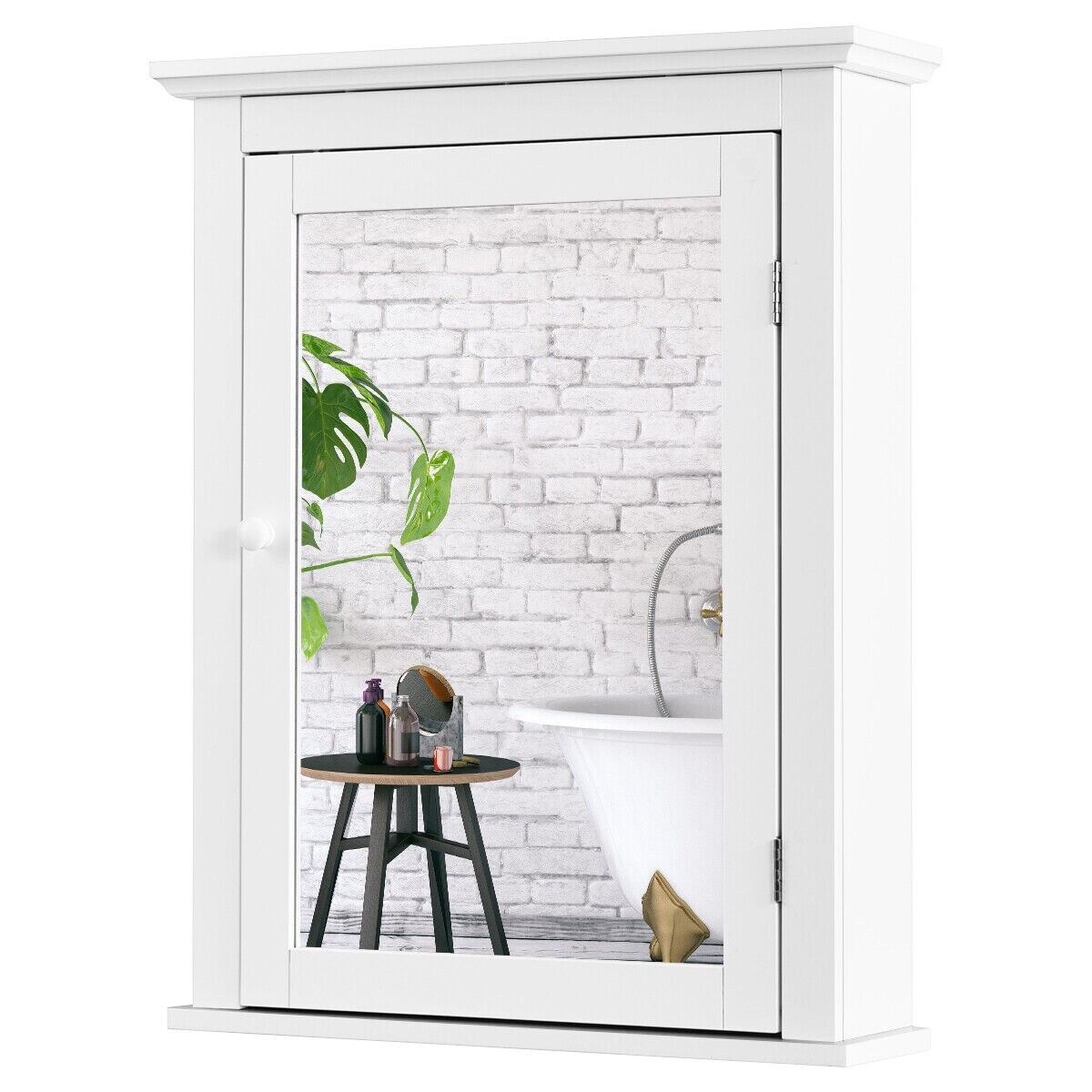 Bathroom Mirror Cabinet Wall Mounted Adjustable Shelf Medicine Storage