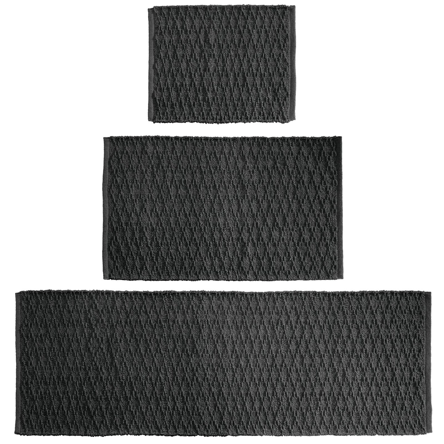 mDesign Cotton Bathroom Spa Mat Rugs/Runner, Diamond Design, Set of 3