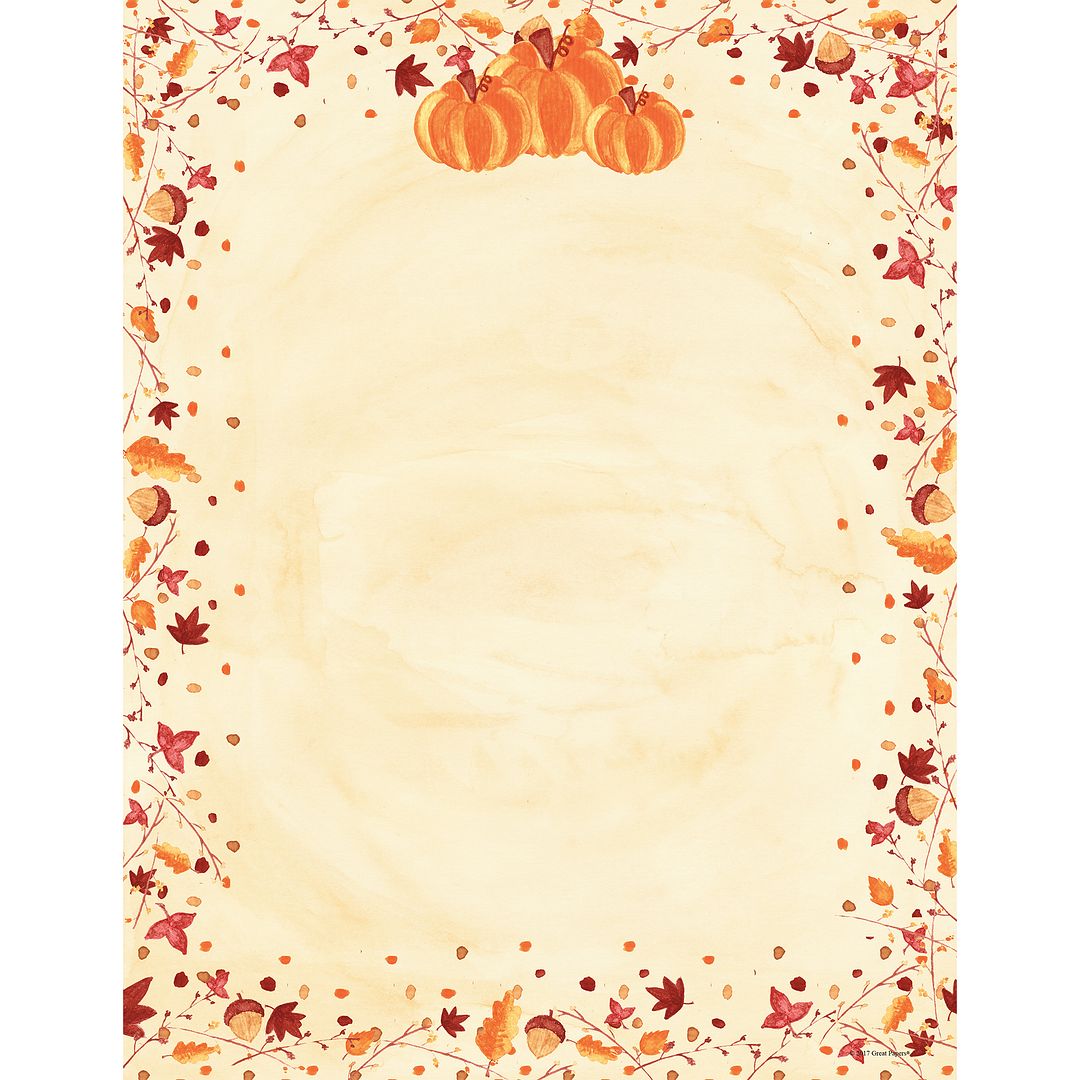 Great Papers! Painted Pumpkin Letterhead for Invitations, Announcements and Messages, Printer Friendly 8.5" x 11", 80 PK