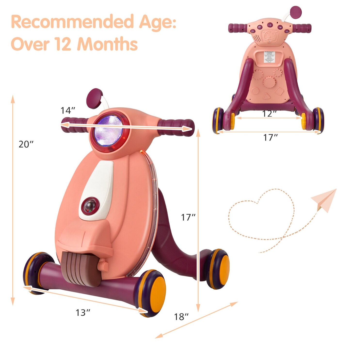 2 in 1 Baby Sit to Stand Learning Walker with Lights and Sounds