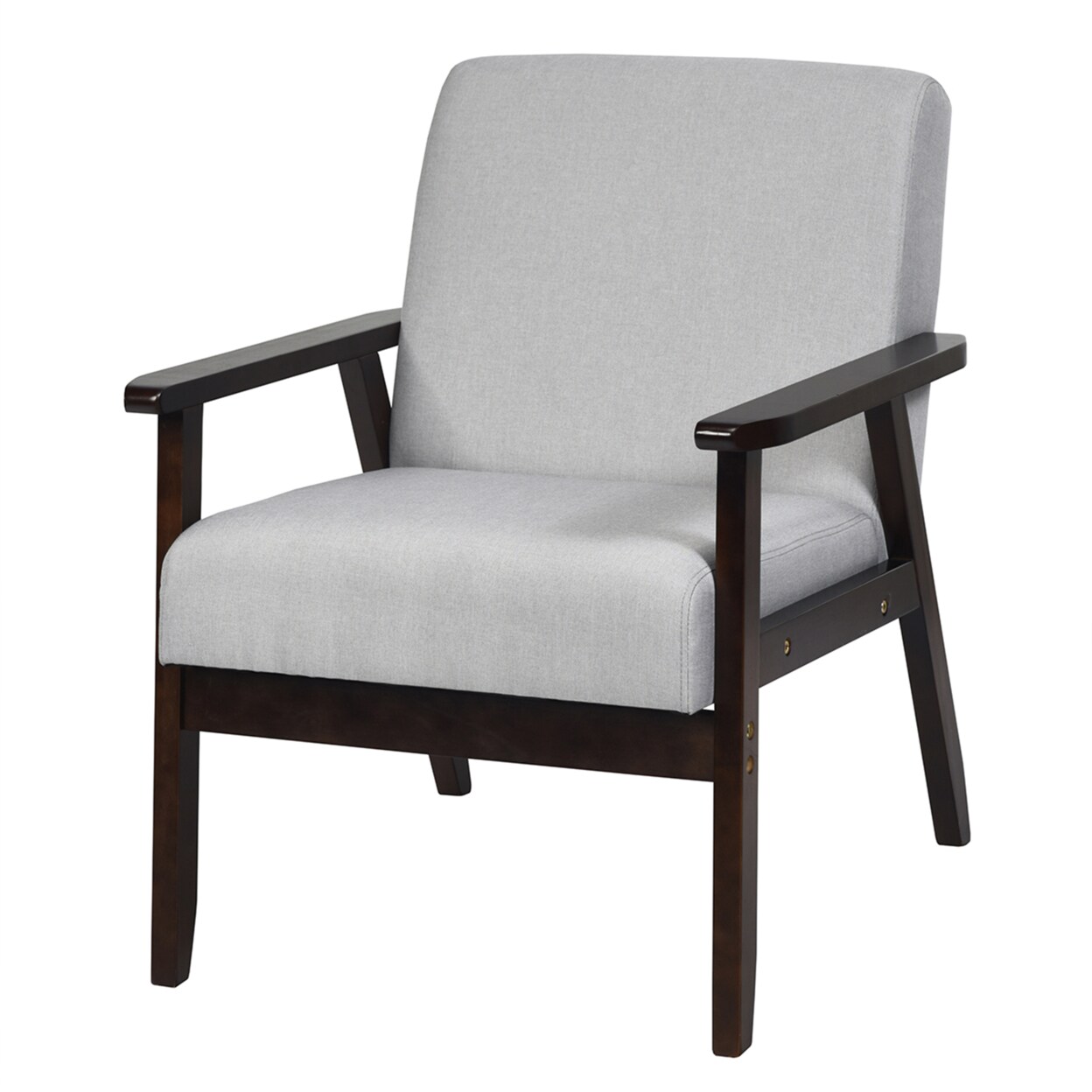 Wooden Upholstered Accent Chair Fabric Armchair Home Office
