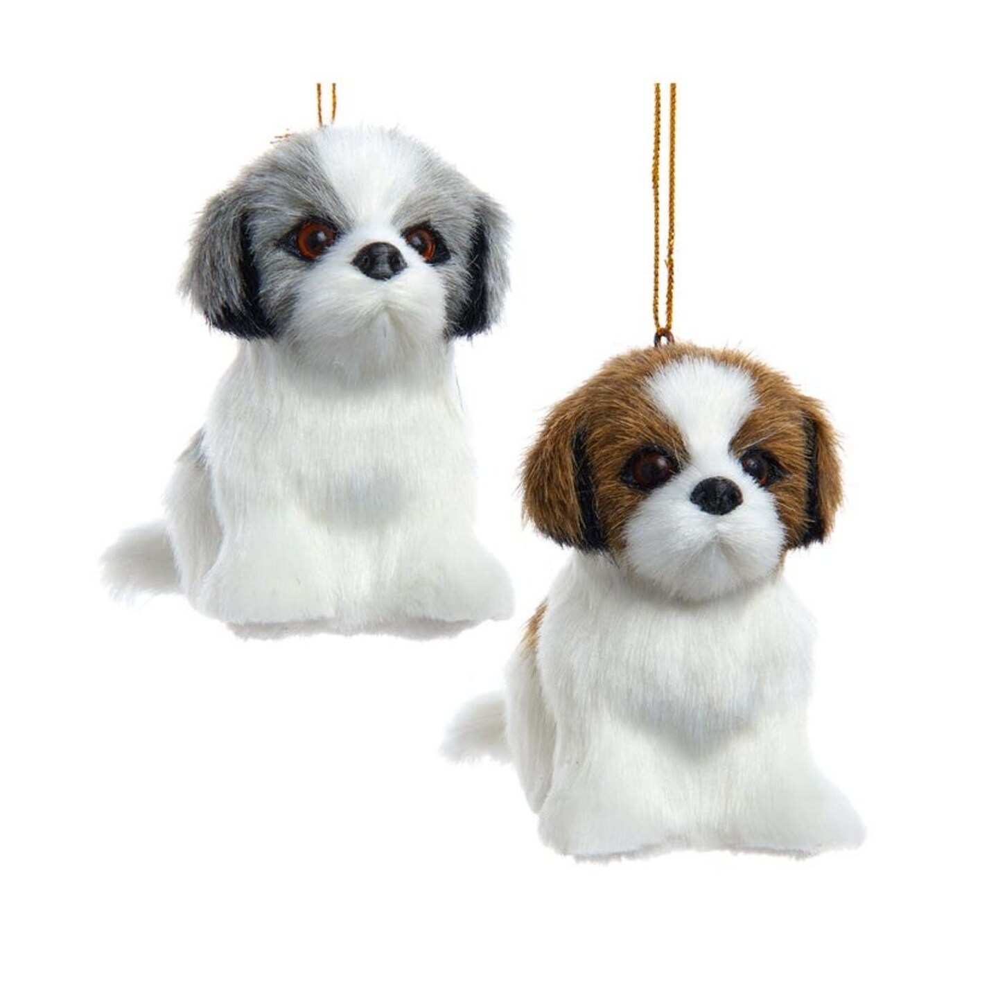 Krebs Set of 6 Furry Shih-Tzu Dog Christmas Ornaments 4&#x22;