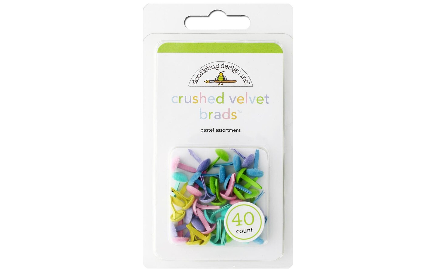 Doodlebug Brads Astd Crushed Velvet 40pc Pastel