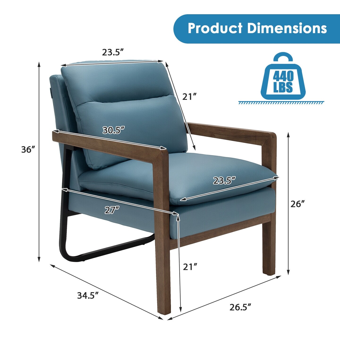 Single Sofa Chair with Extra-Thick Padded Backrest and Seat Single Sofa Chair with Extra-Thick Padded Backrest and Seat