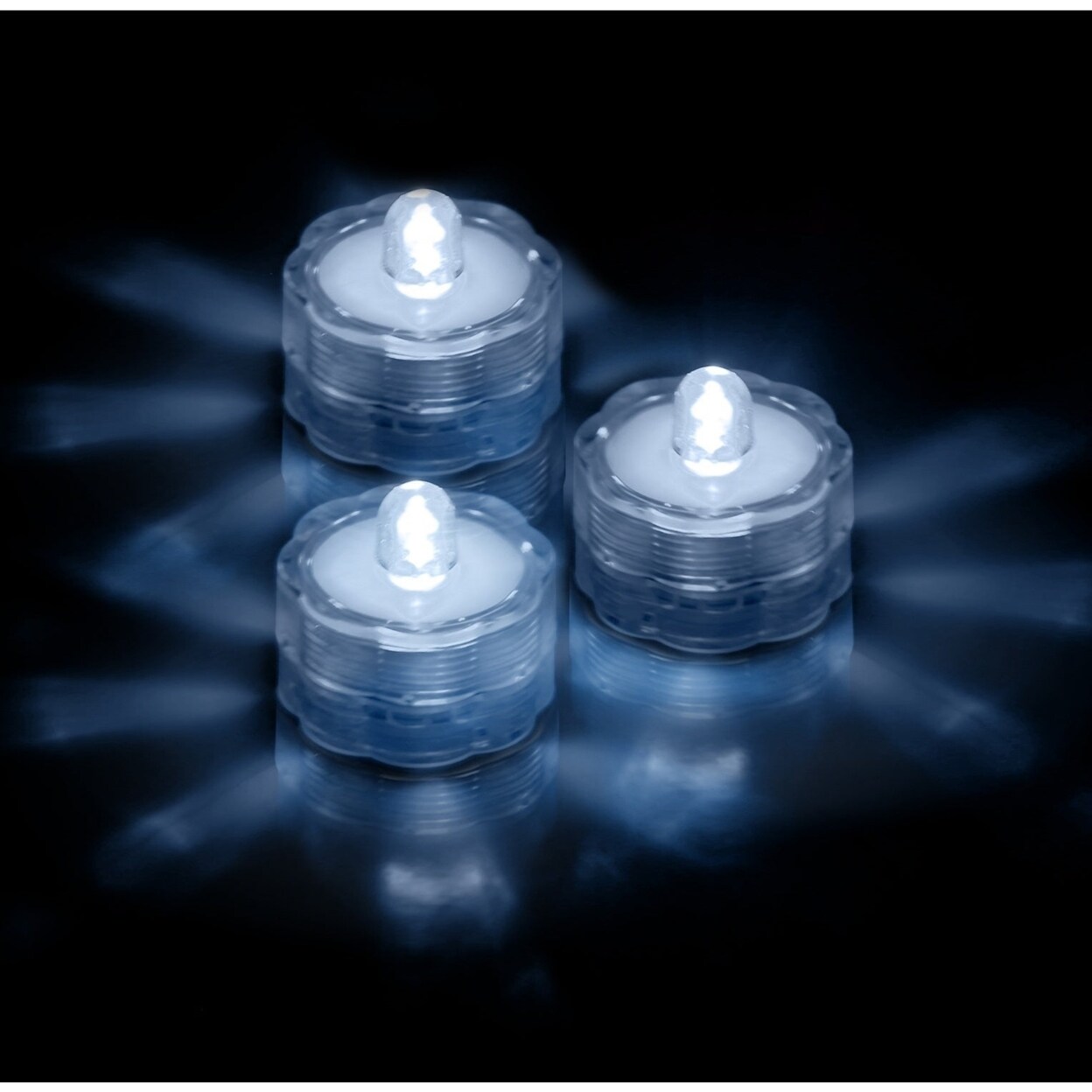 SKUSHOPS 3Pcs Submersible LED Tea Lights Waterproof Candle Lights Battery Operated Decor Lamp