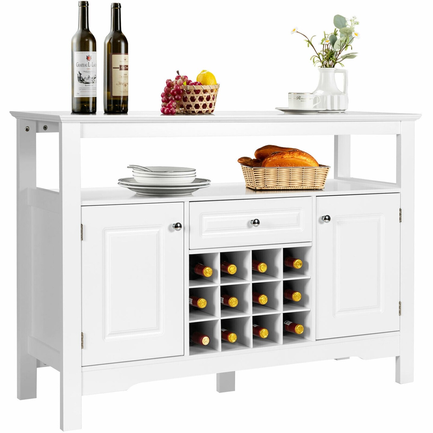 Elegant Classical Multifunctional Wooden Wine Cabinet Table