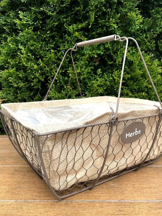 Herb Wire &#x26; Burlap Basket Planter