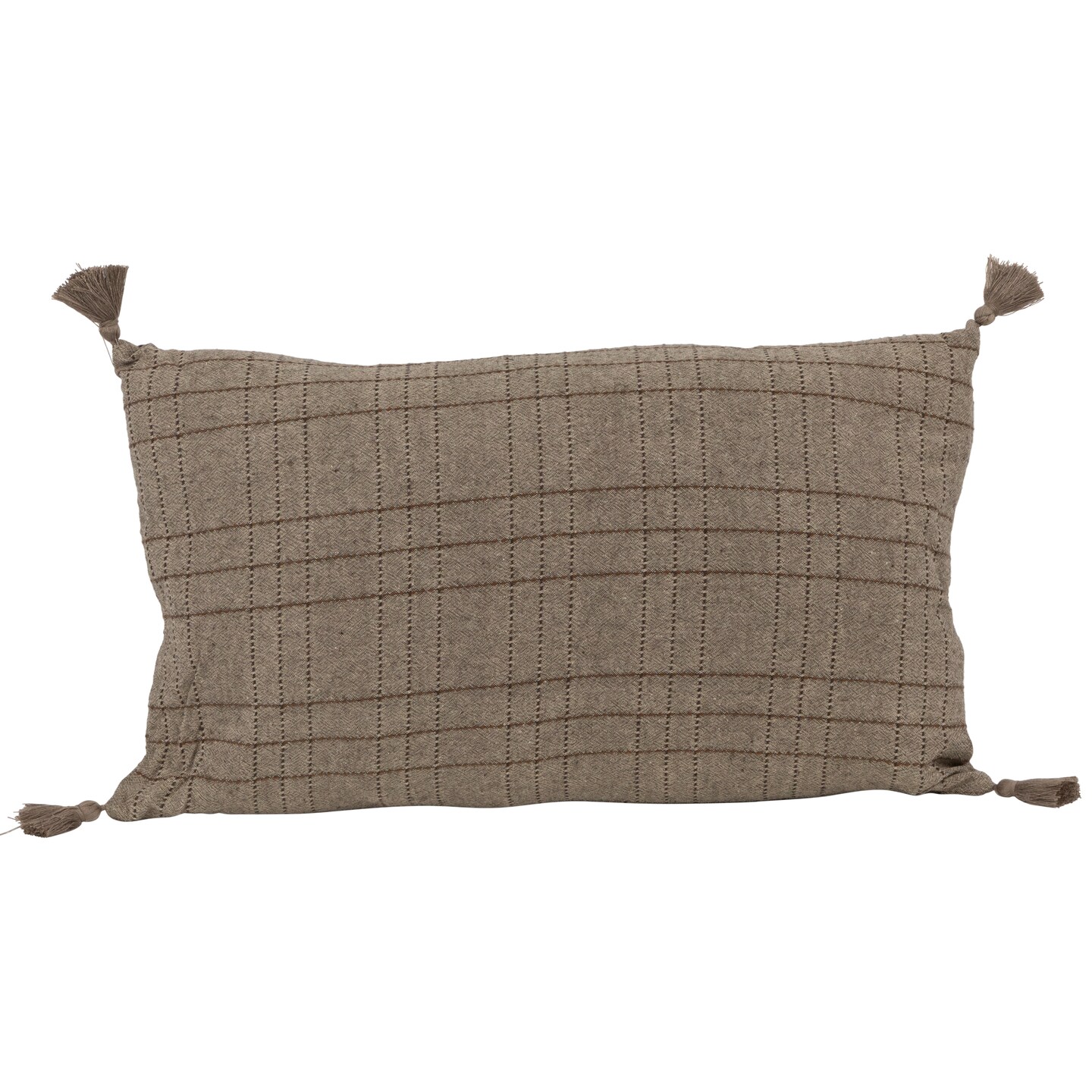 18 Tan Yarn-Dyed Rectangular Throw Pillow with Tassels