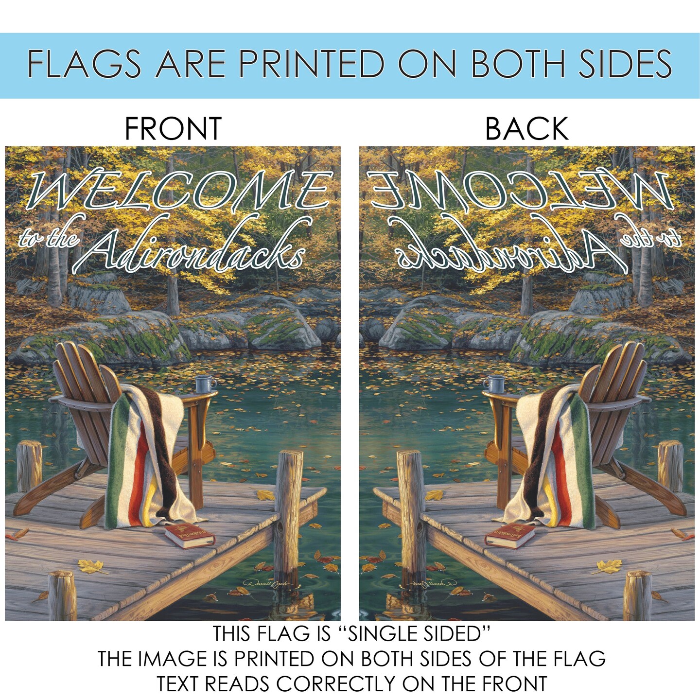 Adirondack at the Pond-Welcome to the Adirondacks Decorative Adirondack Flag