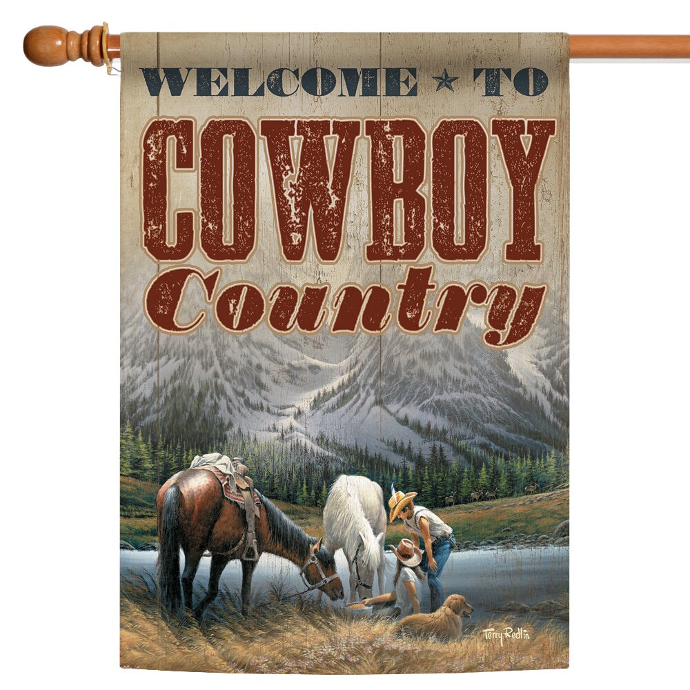 Cowboy Country Decorative Welcome Flag