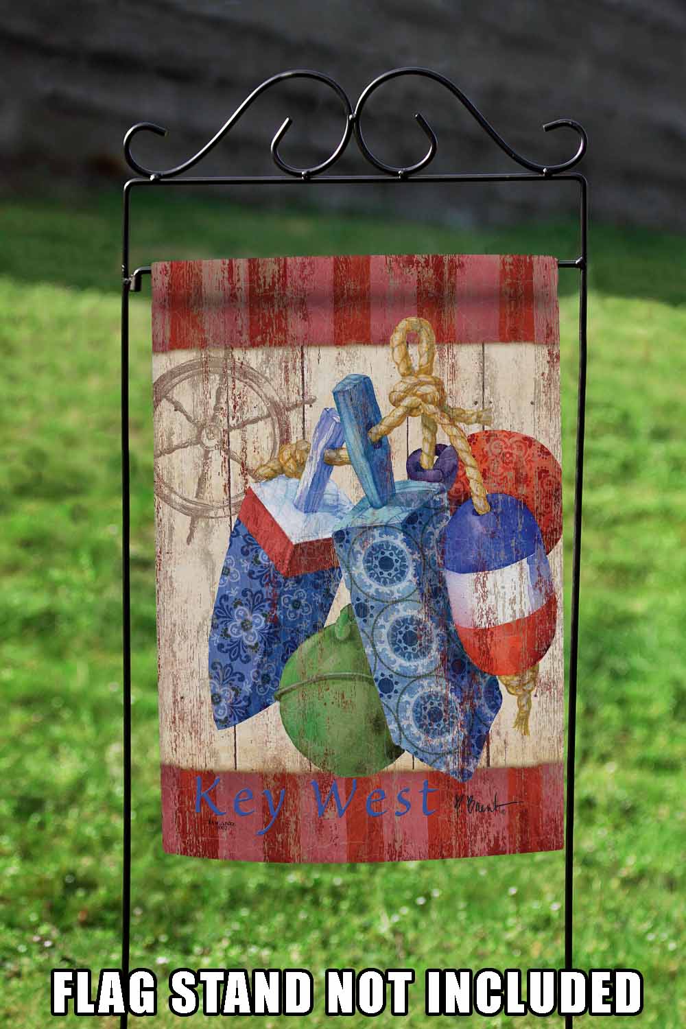 Rustic Floats And Wheel-Key West Decorative Key West Flag