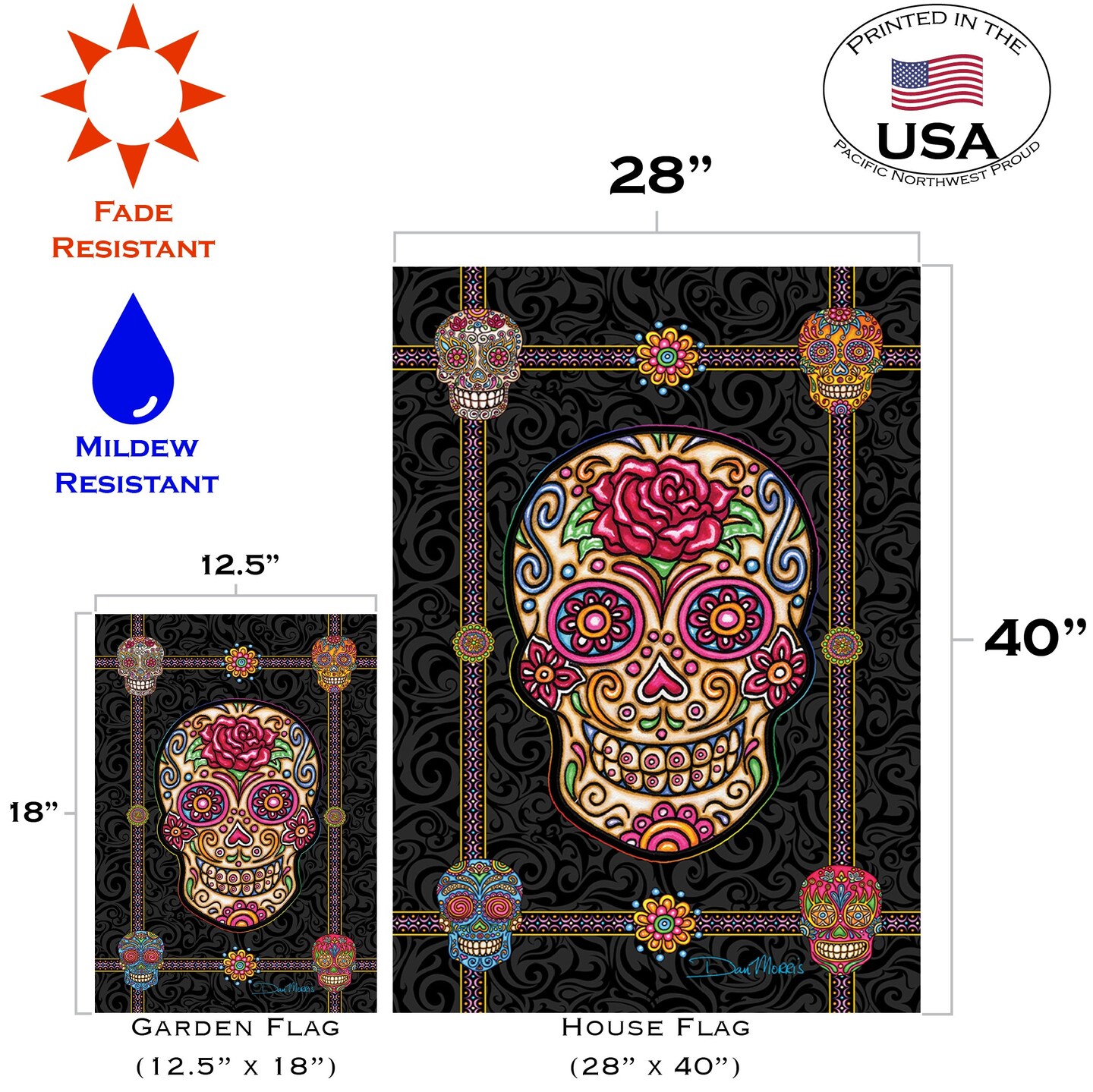 Sugar Skulls Decorative Halloween Flag