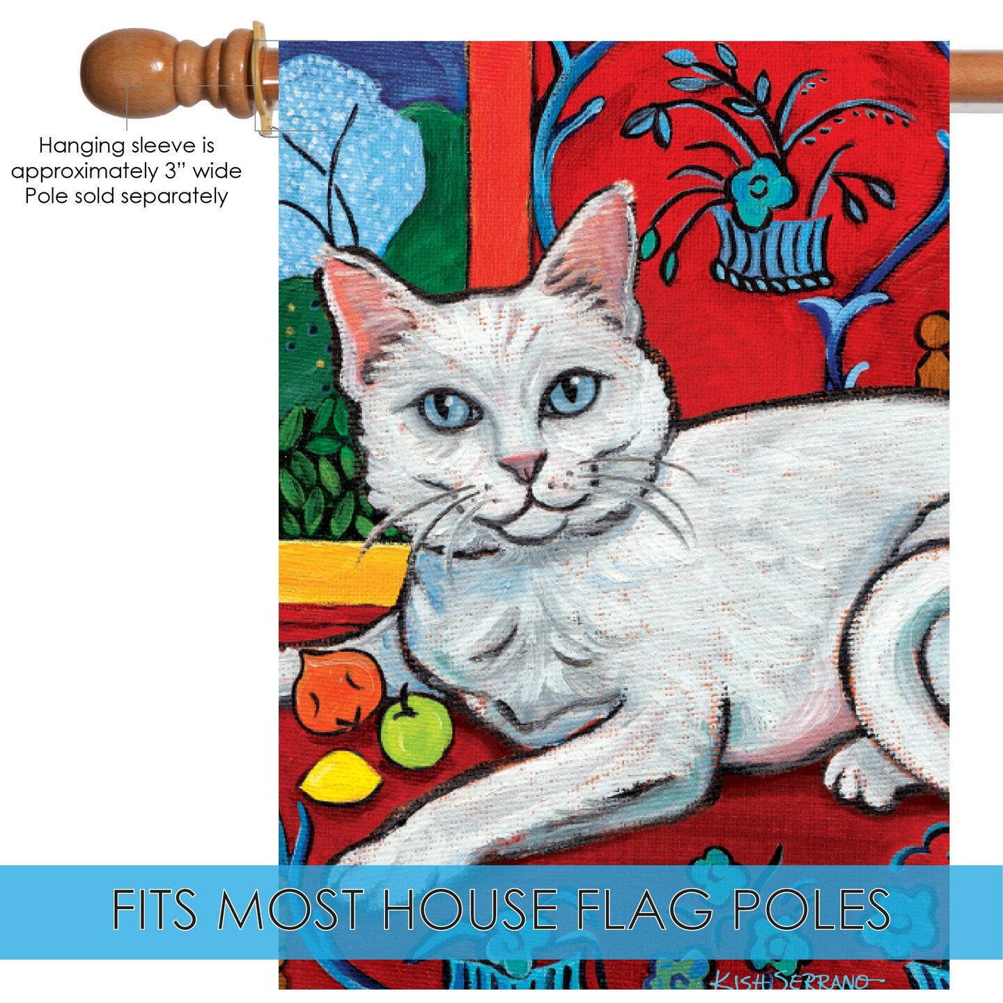 Cattise- White Kitty Decorative Cat Flag