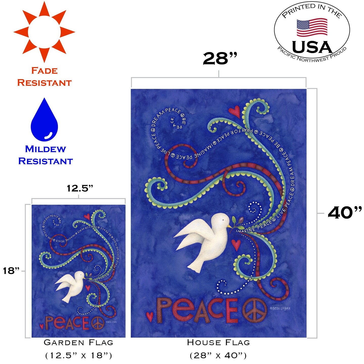 Peace Dove Decorative Bird Flag