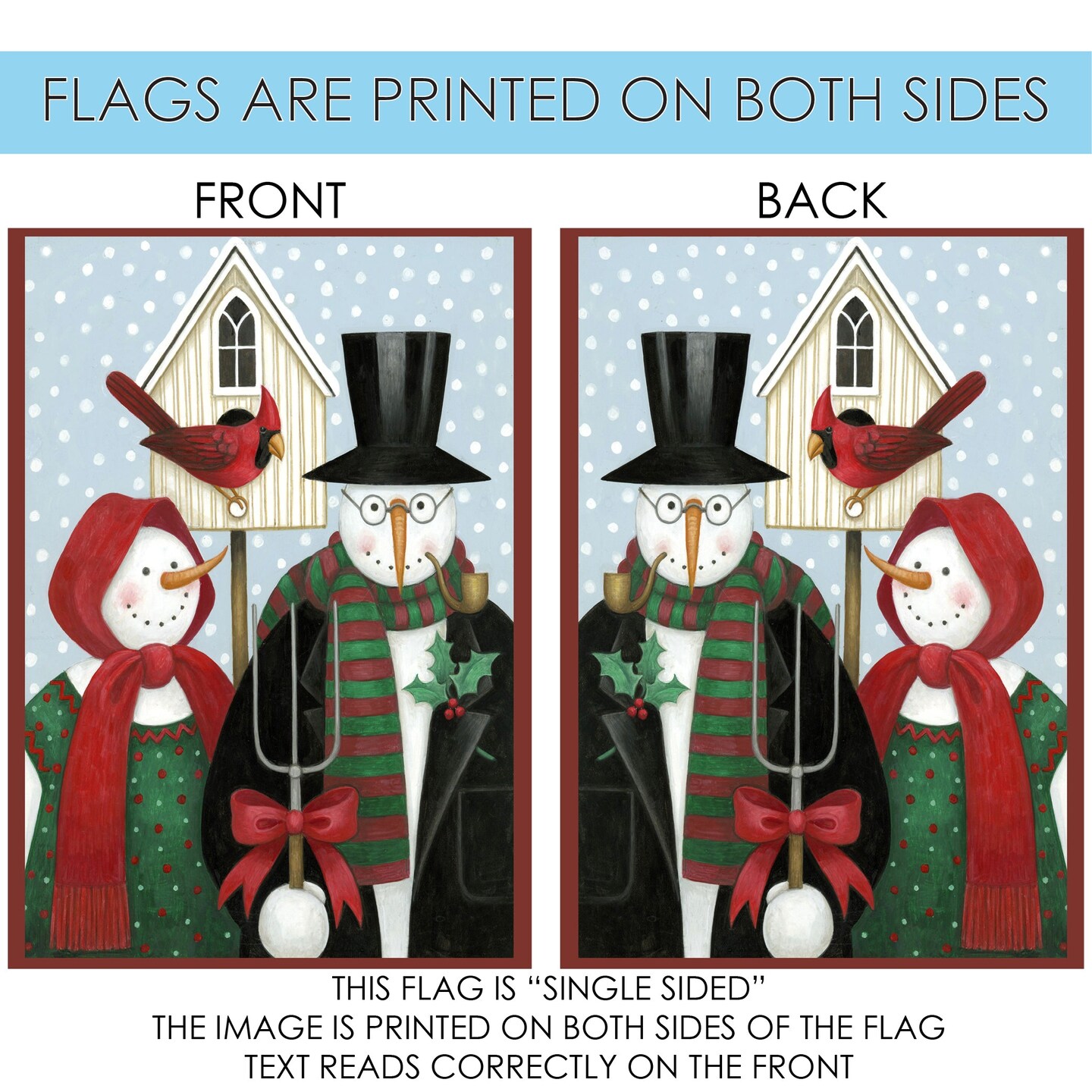 Snowman Gothic Decorative Winter Flag