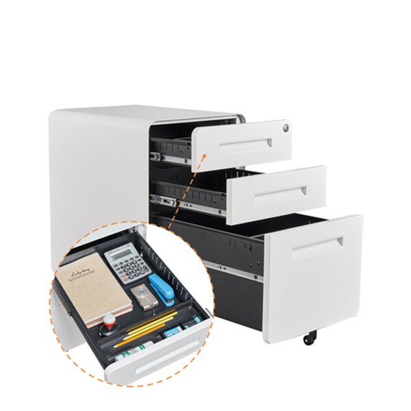 Mobile File Cabinet with Lock and Key | 3 Drawer Metal Storage Filing with Anti tilt Wheels for Home &#x26; Office