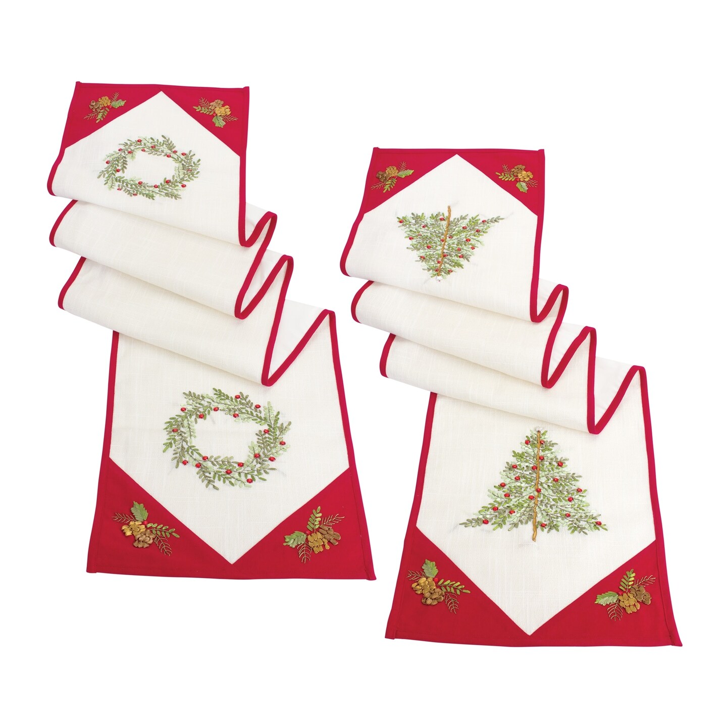 Melrose 72&#x22; Tree and Wreath Christmas Table Runner