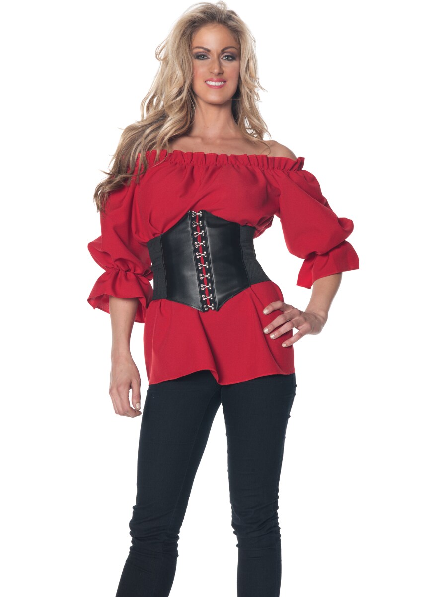 Women&#x27;s Red Renaissance 3/4 Sleeve Costume Shirt