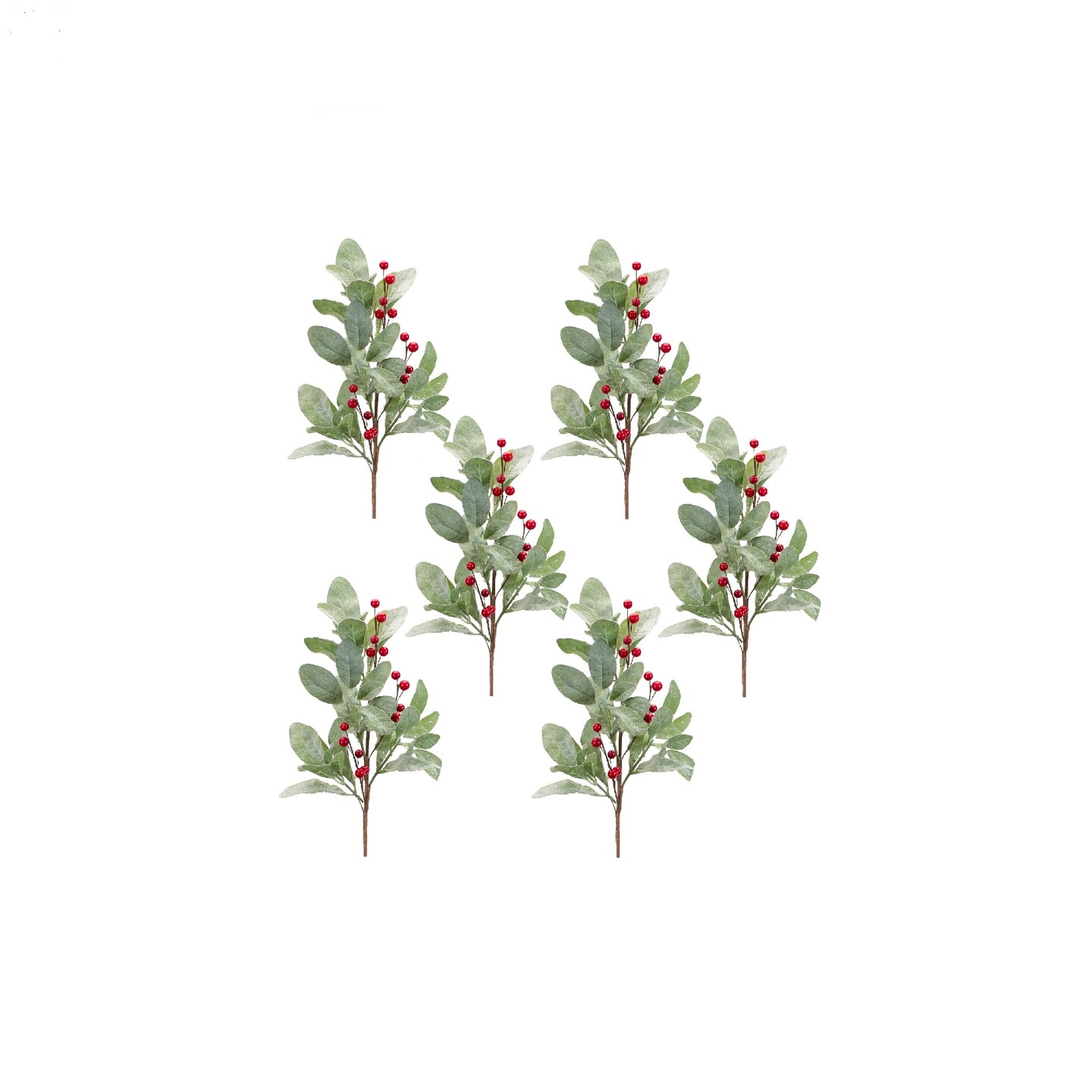 Melrose Set of 6 Mistletoe with Berry Artificial Christmas Sprays 18.5"
