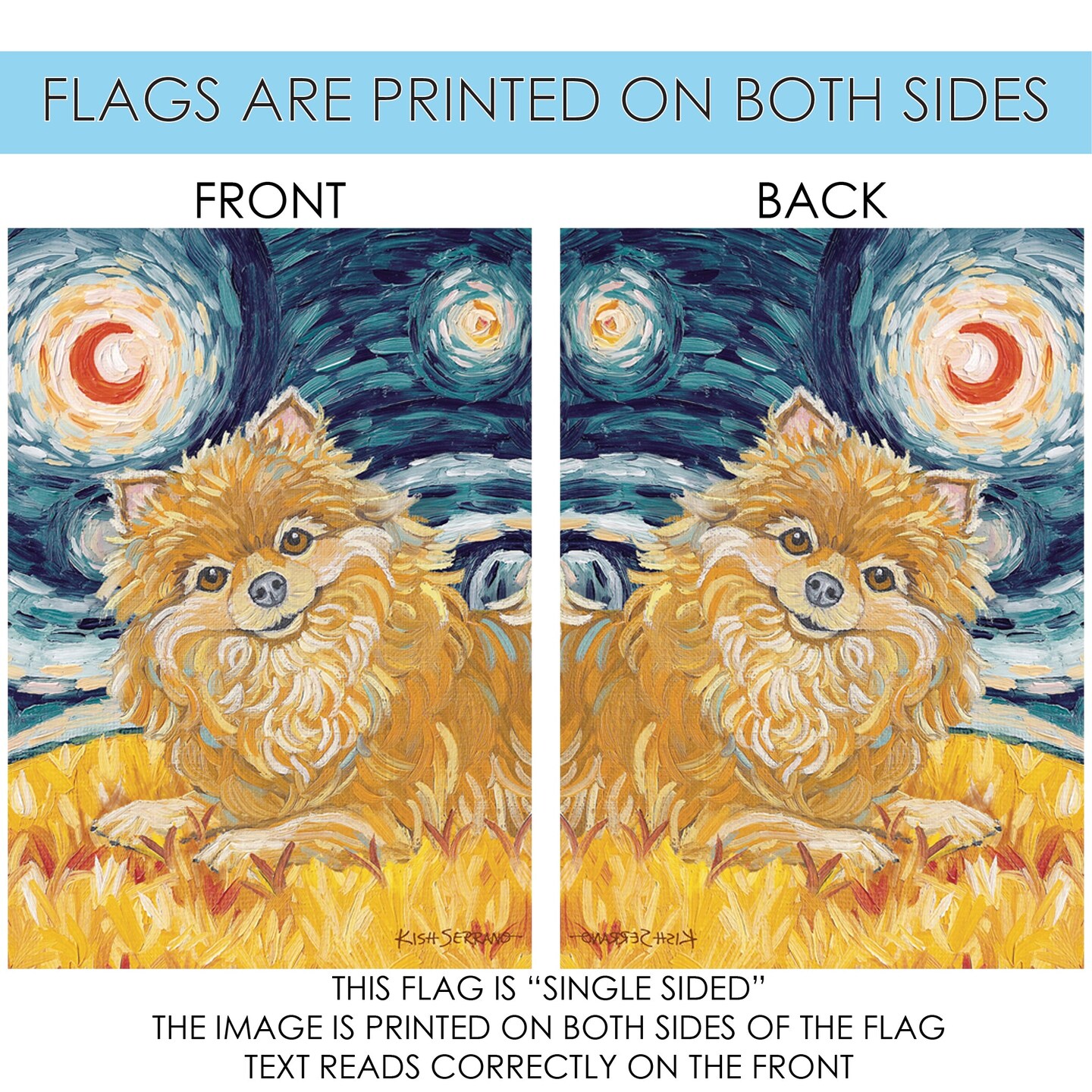 Van Growl-Pomeranian Decorative Dog Flag