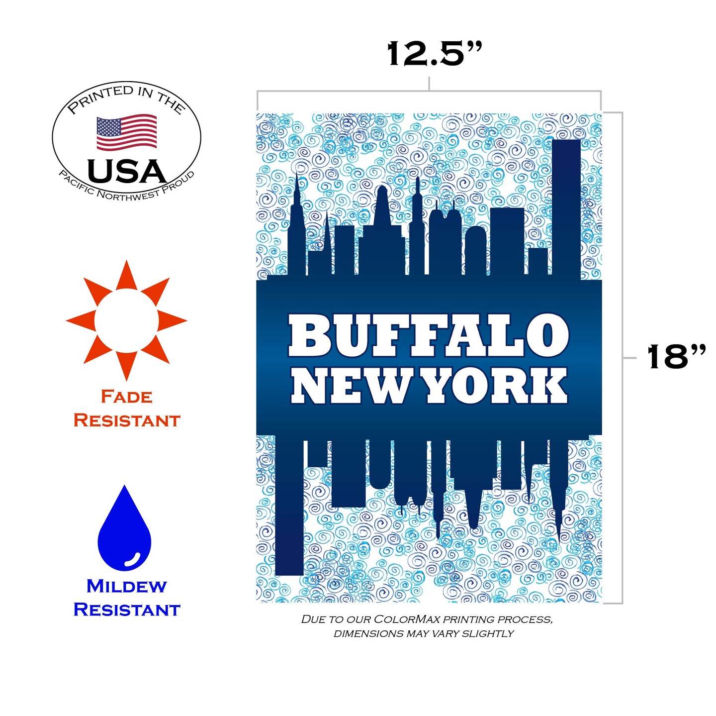 Buffalo Skyline Decorative New York Flag