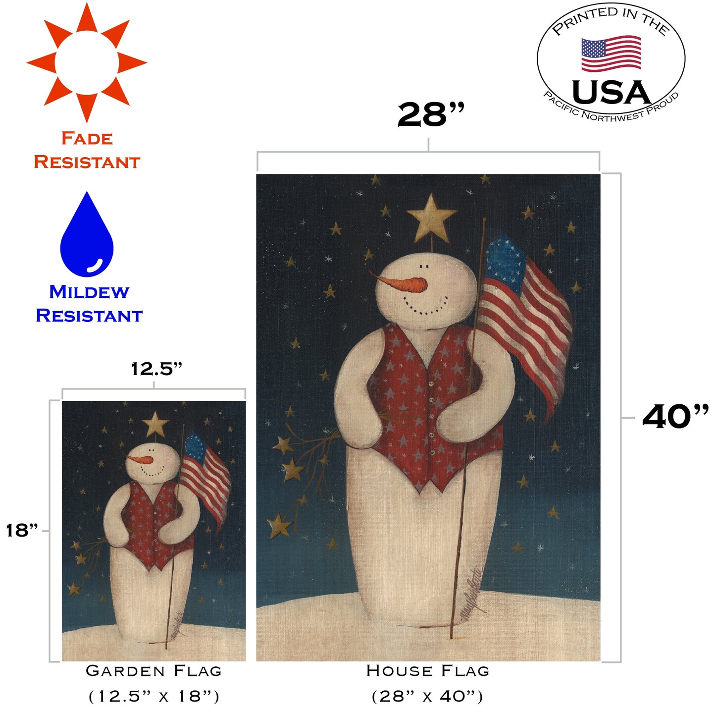 Flag Waving Snowman Decorative Winter Flag