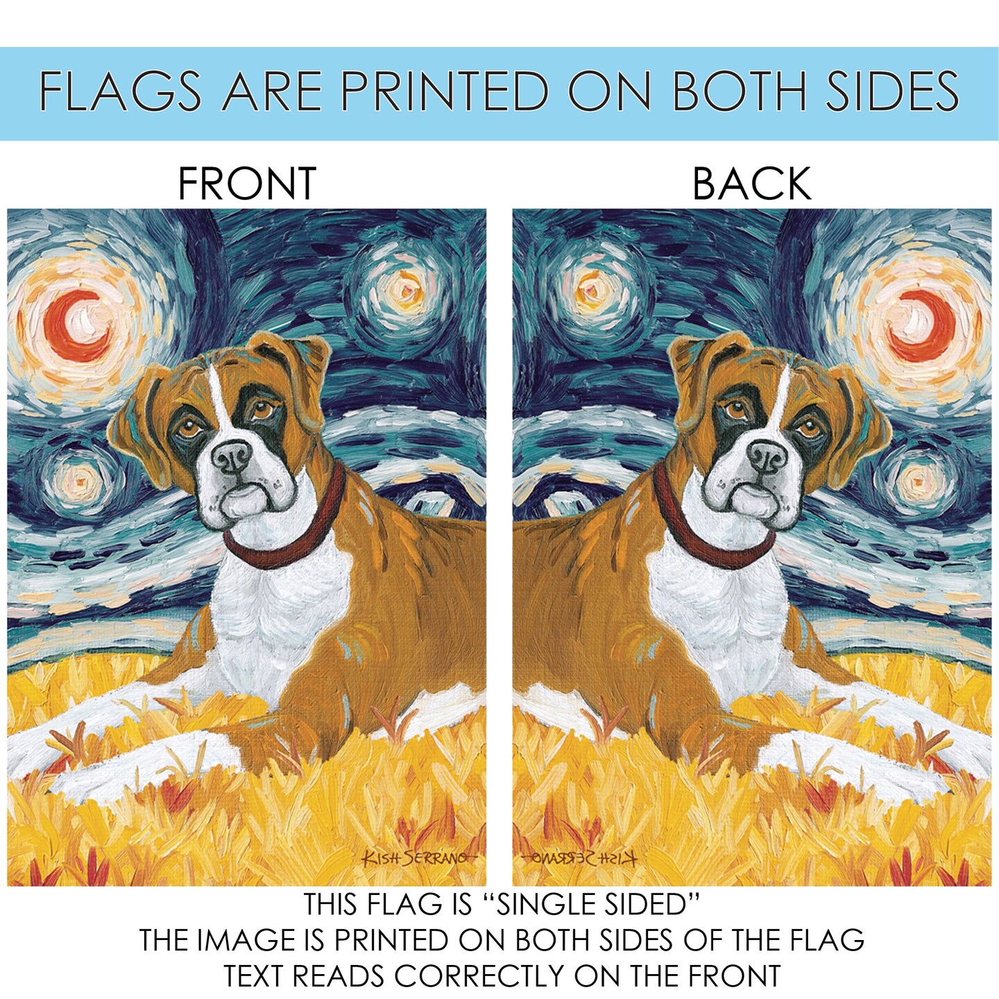 Van Growl-Boxer Decorative Dog Flag