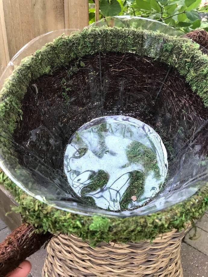 Watering Can PLANTER - Natural MOSS &#x26; Wicker