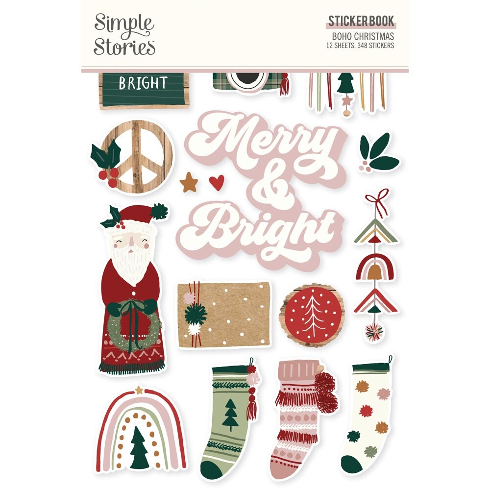 Simple Stories Sticker Book 12/Sheets-Boho Christmas