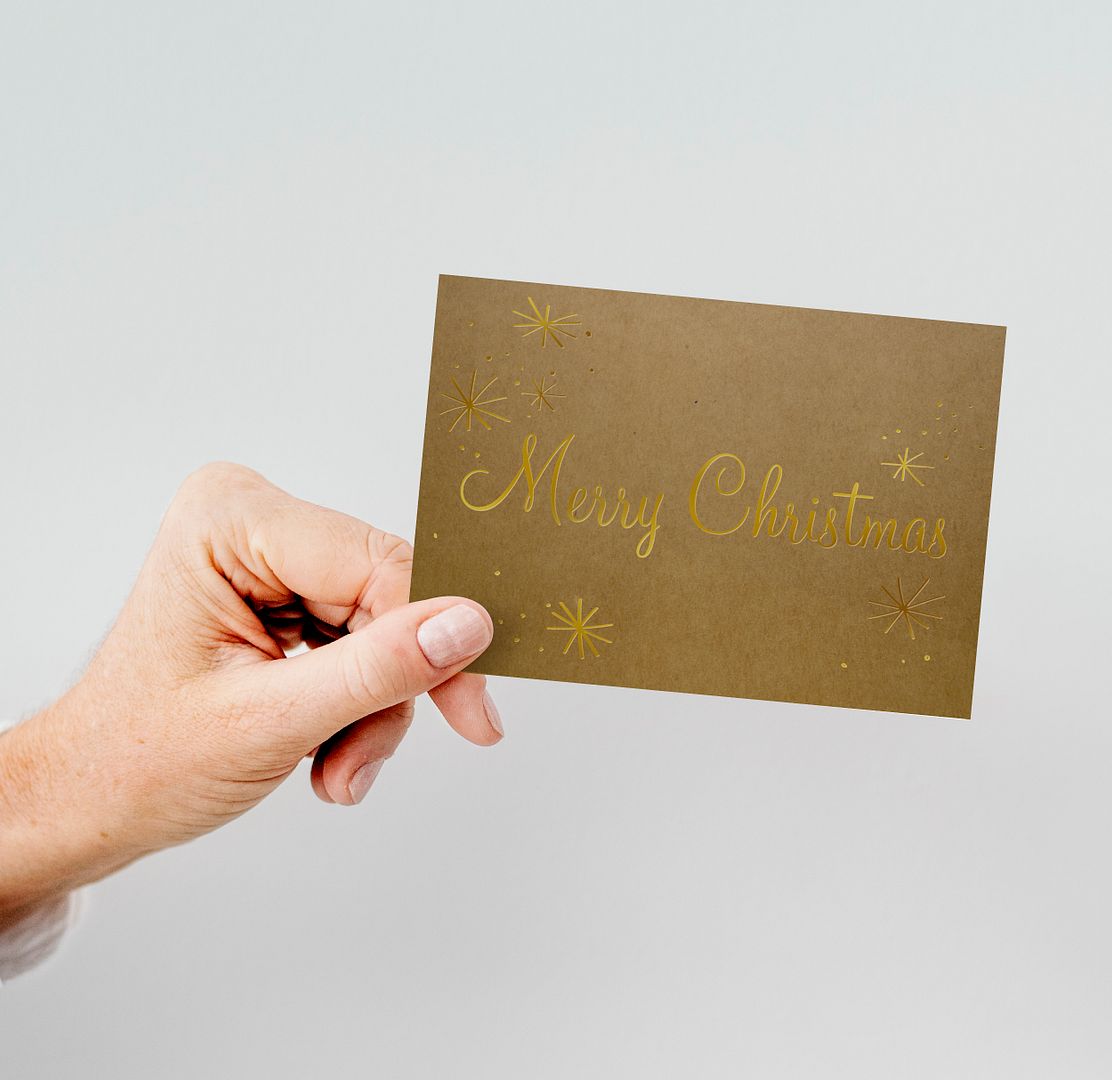 Great Papers! Note Card, Kraft with Gold Foil, Merry Christmas, 4.875&#x22; x 3.375&#x22;(folded), 50 cards/Kraft envelopes